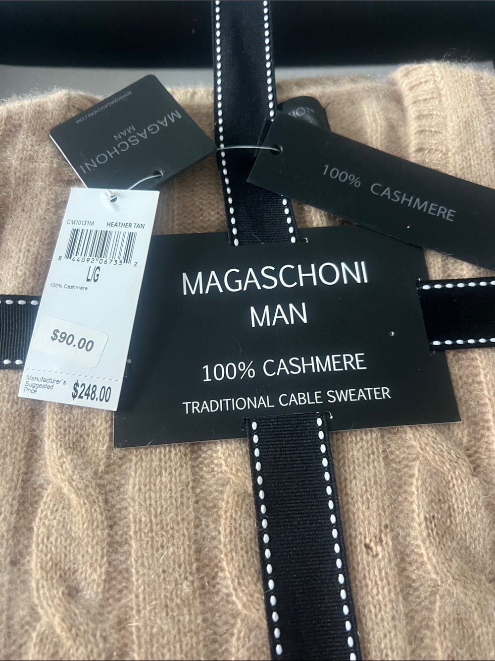 Magaschoni Cable Cashmere Sweater in Beige - Picture 2 of 2